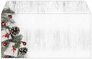 Weihnachts-Umschlag Tannenzweige grün/rot/braun DIN lang 50 Umschläge