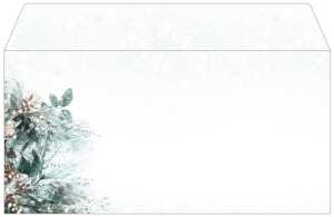 Weihnachts-Umschlag - Eukalyptus grün/weiß/braun DIN lang 50 Umschläge