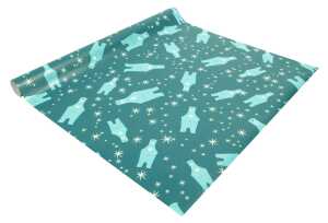 Geschenkpapier- Polar bear with candle - petrolblau/weiß 5 m x 500 mm