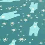 Geschenkpapier- Polar bear with candle - petrolblau/weiß 5 m x 500 mm
