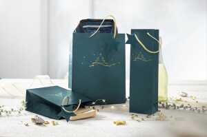 Geschenktasche klein - petrolblau - Weihnachtsbaum 17 x 23 x 9 cm