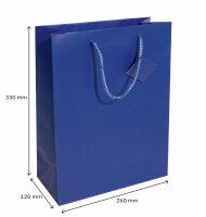 SIGEL GT503 Geschenktasche SIGEL groß - ultramarinblau - blau - mit Bodeneinlage, Geschenkanhänger und farblich abgestimmten Tragekordeln - Weißkarton, Kunststoff - 26 x 33 x 12 cm