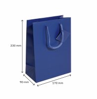 SIGEL GT504 Geschenktasche SIGEL klein - ultramarinblau - blau - mit Bodeneinlage, Geschenkanhänger und farblich abgestimmten Tragekordeln - Weißkarton, Kunststoff - 17 x 23 x 9 cm