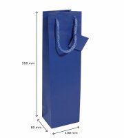 SIGEL GT505 Geschenktasche SIGEL Flasche - ultramarinblau - blau - mit Bodeneinlage, Geschenkanhänger und farblich abgestimmten Tragekordeln - Weißkarton, Kunststoff - 10 x 35 x 8 cm