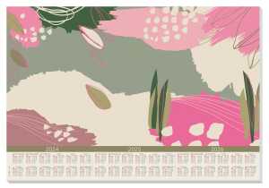 Papier-Schreibunterlage - Blätter oliv/pink/creme - ca. A2 30 Blatt