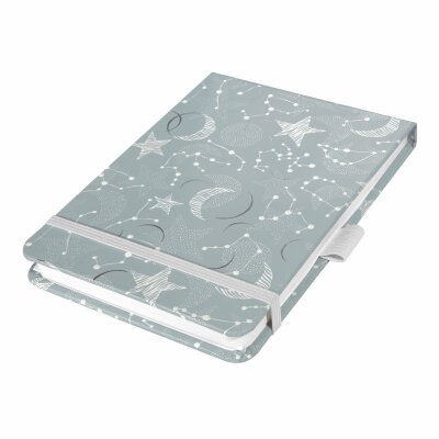 SIGEL JN348 Notizblock Jolie - Cosmic Fantasy Grey - punktkariert (Dot-Lineatur) - 100 g/m² - A6+ - grau/weiß - Hardcover - 158 Seiten - FSC-zertifiziert