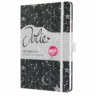 SIGEL JN349 Notizbuch Jolie - Cosmic Fantasy Black - liniert - 80 g/m² - ca. A5 - schwarz/weiß - Hardcover - 174 Seiten - FSC-zertifiziert