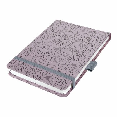 SIGEL JN352 Notizblock Jolie - Lilac Monstera - punktkariert (Dot-Lineatur) - 100 g/m² - A6+ - lila/schwarz - Hardcover - 158 Seiten - FSC-zertifiziert