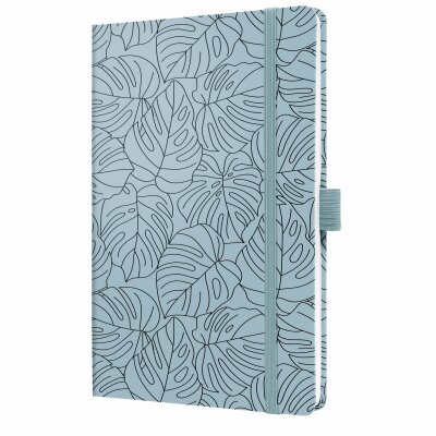 SIGEL JN353 Notizbuch Jolie - Blue Monstera - liniert - 80 g/m² - ca. A5 - hellblau/schwarz - Hardcover - 174 Seiten - FSC-zertifiziert