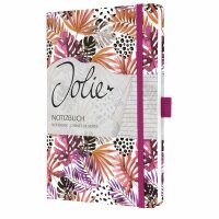 SIGEL JN355 Notizbuch Jolie - Apricot Jungle Fever - liniert - 80 g/m² - ca. A5 - apricot/violett/lila - Hardcover - 174 Seiten - FSC-zertifiziert