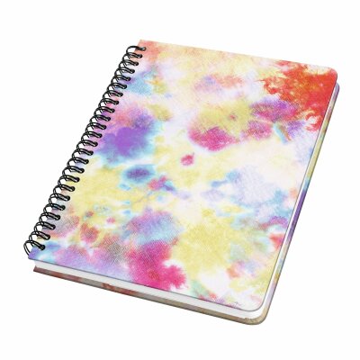 SIGEL JN608 Spiral-Notizbuch Jolie - Batik Holi - punktkariert (Dot-Lineatur) - 100 g/m² - ca. A5 - gelb/blau/pink/lila/rot - Hardcover - 120 Seiten - FSC-zertifiziert