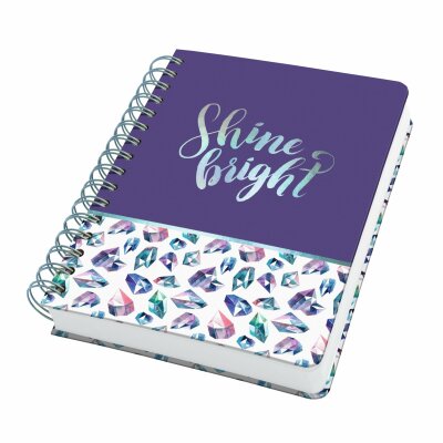 SIGEL JN617 Spiral-Notizbuch Jolie - Fairy Gems - punktkariert (Dot-Lineatur) - 120 g/m² - ca. A5 - rosa/violett/blau - Hardcover - 240 Seiten - FSC-zertifiziert