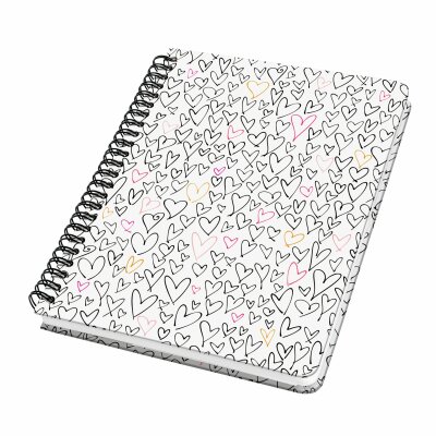 SIGEL JN620 Spiral-Notizbuch Jolie - Wild Hearts - punktkariert (Dot-Lineatur) - 100 g/m² - ca. A5 - schwarz/pink/orange - Hardcover - 120 Seiten - FSC-zertifiziert