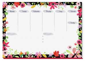 Papier-Schreibunterlage Blumen weiß/schwarz/pink A3 30 Blatt