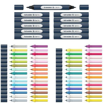 Schneider Twinmarker Paint-It 040 brush+round Komplettset 72 Teile sortiert