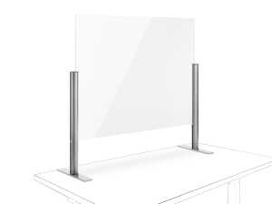 Novus POS Protect 50x75 F mit Standfuß Säule silber, Acrylglas Trennwand