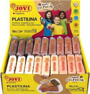 JOVI PLASTILINA Multikulturell Knetmasse 18er Schachtel, je 50g,