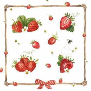 Serviette 33x33cm Strawberry& Bumblebee, 3-lagig, 20 Stück, ti-flair