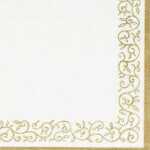 Serviette 33x33cm Romantic Border Gold, 3-lagig, 20...