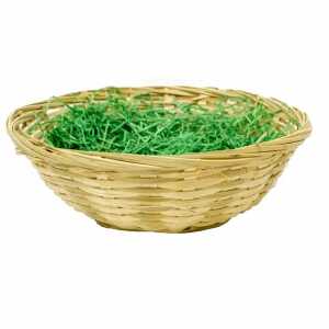 Bambuskorb mit Ostergras natur, 20x8cm, mit Ostergras