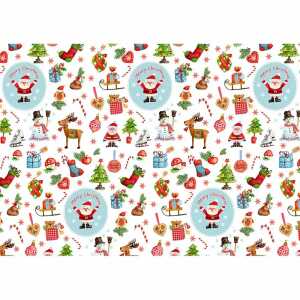 Geschenkpapier 70cmx2m Merry Season weiß