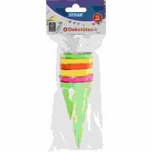 STY Schultüten 12 cm rund, Neon 6er Pack verschiedene Farben