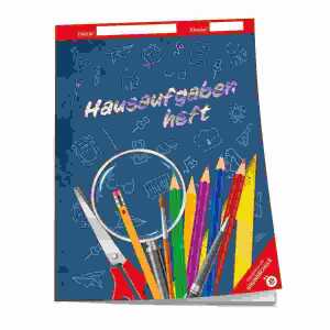 Hausaufgabenheft A5 Grundschule Tafel blau, 96 Seiten, mit Umschlag