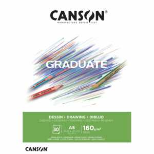 Zeichenblock Canson A5 160g 30 Blatt, Studienblock Graduate,