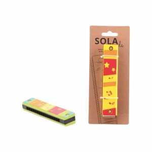 Mundharmonika Holz 2fach farbig sortiert, ab 3 Jahren,, Johntoy