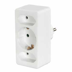 Steckdosenadapter 3fach weiß, 1x Schutzkontakt, 2x Euro,, HAMA