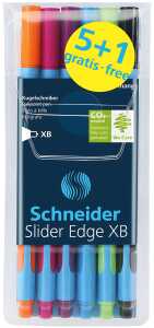 Schneider Kugelschreiber Slider Edge XB 6er Etui, sortiert, 5+1 Aktion