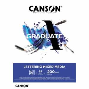 Zeichenblock Canson A4 Mixed Media 200g 20 Blatt Studienblock Graduate