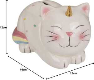 OOTB Spardose mit Schloss Unicorn Cat ca. 17 x 12 cm
