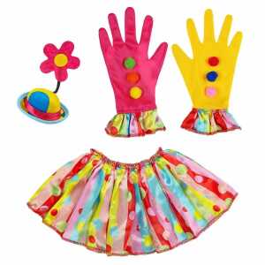 Accessoires Clown bunt, Minihut, Kragen, Handschuhe, Widmann