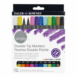 Fasermaler Doppelspitze simply 12er, 12 Farben, DALER ROWNEY