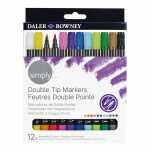 Fasermaler Doppelspitze simply 12er, 12 Farben, DALER ROWNEY
