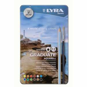 Aquarellstifte Graduate 12er 1 Pinsel, 12 Farben Metalletui, LYRA