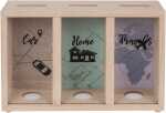 OOTB Holz-Spardose mit 3 Fächern Car/Home/Travels
