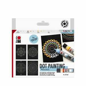 Dot Pen Set Mandala 4x25 ml, Hellblau 090, Orange 013, Gelb 019, Weiß