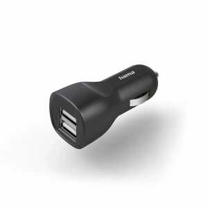 Ladegerät Auto 2x USB-A-Buchse, 12W, schwarz,, HAMA
