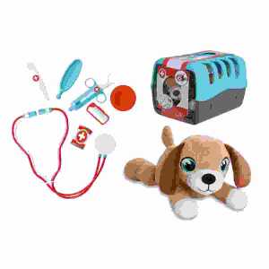 Spielset Tierarztkoffer Transportbox, Plüschhund, Tierarztzubehör,
