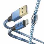 Ladekabel Reflective USB-A Lightning, 1,5m, Nylon, blau,,...