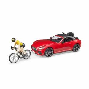 Roadster 1:16 rot mit Rennrad Radfahrerin, und Radfahrerin,
