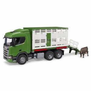 bruder Tiertransport-LKW Scania Super 560R 1:16, mit 1 Rind,, BRUDER