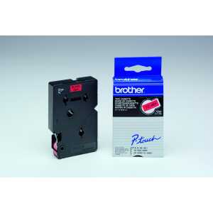 Schriftbandkassette, TC401, 12 mm x 7 m, laminiert, schwarz auf rot