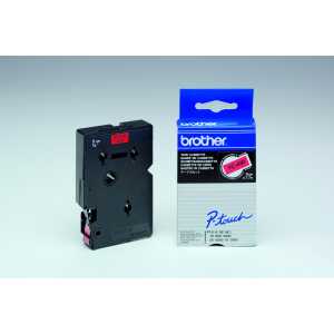 Schriftbandkassette, TC491, 9 mm x 7,7 m, laminiert, schwarz auf rot