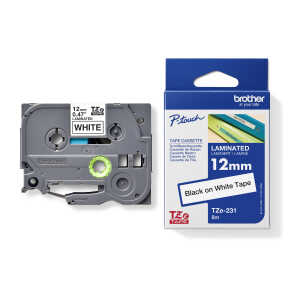 Schriftbandkassette TZE231CIV, 12 mm breit / 8 m schwarz auf weiß