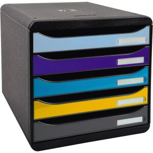 Schubladenbox Bee Blue, 5 Fächer, mehrfarbig, für A4+, stapelbar