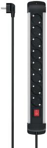 Steckdosenleiste, 8-fach mit Schalter 1,5 m Wandmontage schwarz/silber