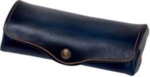 Brillenetui groß, Echtleder, blau, Außenmaße: ca. 16 x 3 x 8 cm